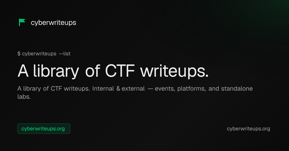 Cyber Writeups — A library of CTF writeups